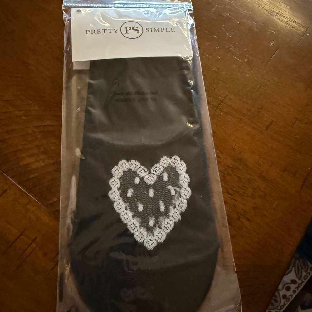Pretty Simple Black Socks with White Heart Design